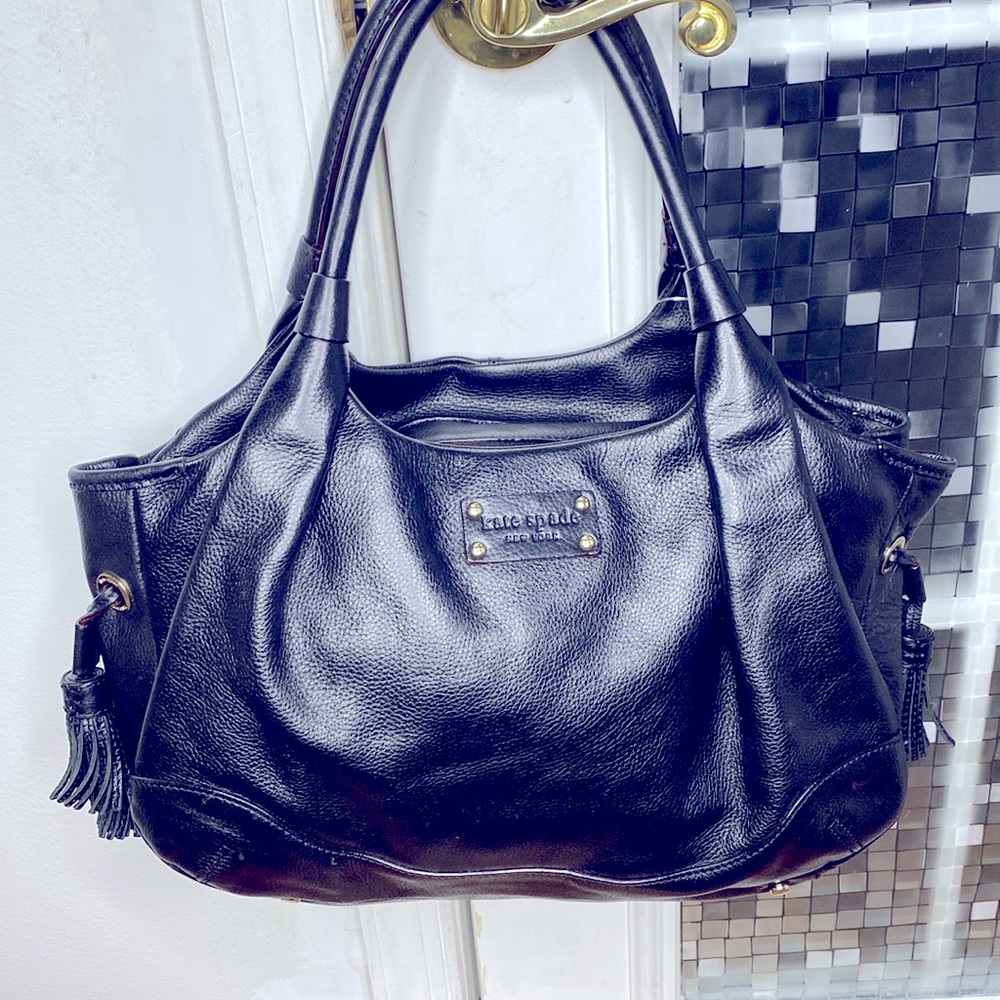 ♠️ Kate spade black leather large satchel bag gorgeous ♠️